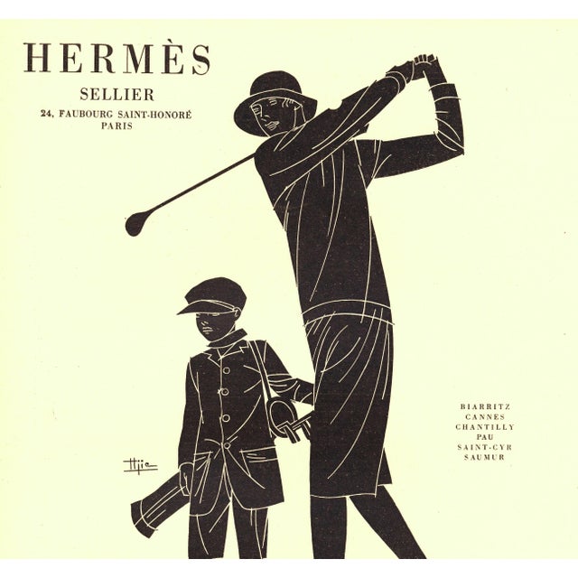 RARE! This is a 1928 French Art Deco Hermès advertisement print for the woman who loves the sport of golf! It originally...