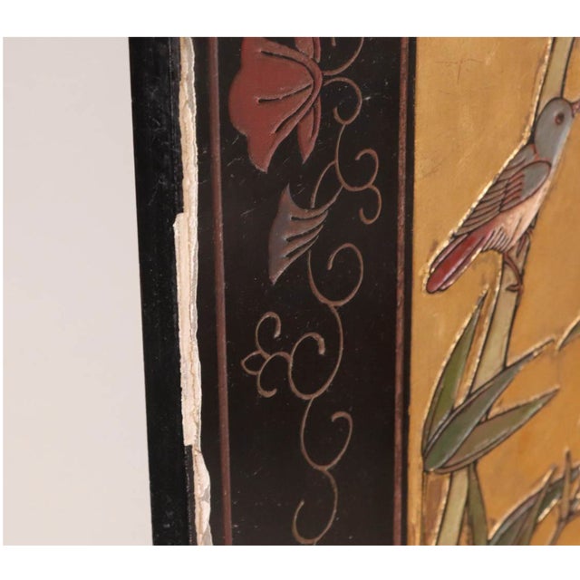 Vintage Four-Paneled Chinese Coromandel-Style Room Divider Screen For Sale - Image 12 of 13