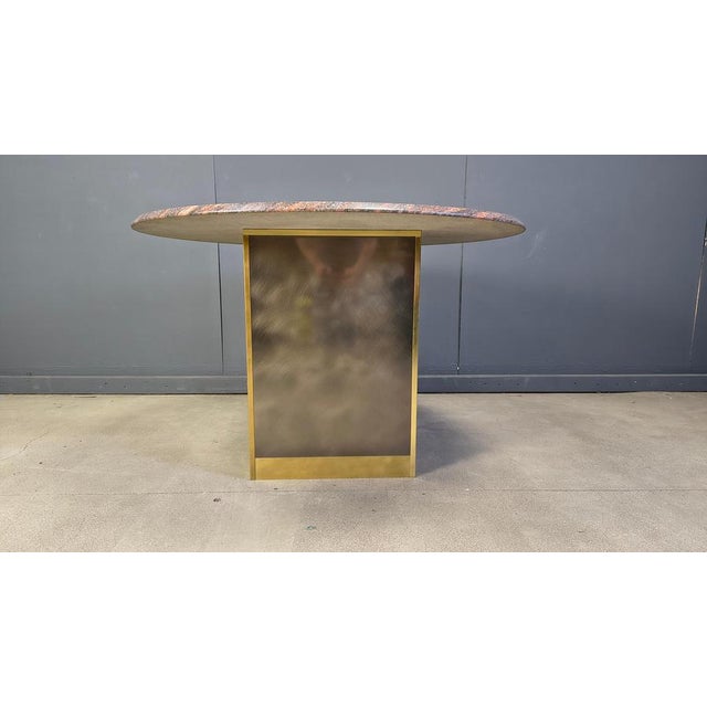 Vintage Round Granite and Brass Center Table attributed to Belogchrom, 1970s For Sale - Image 9 of 18