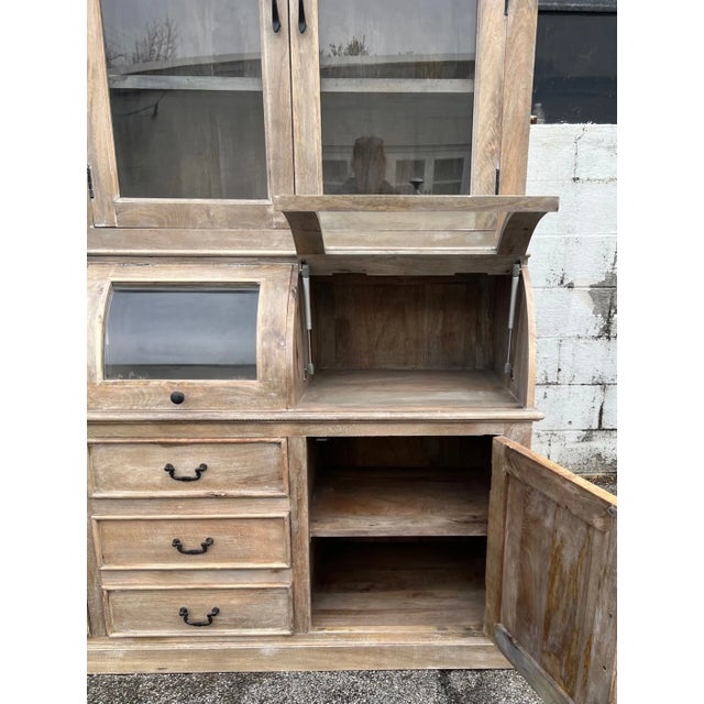 Coastal Driftwood Coastal Kitchen Pantry Hutch For Sale - Image 3 of 10