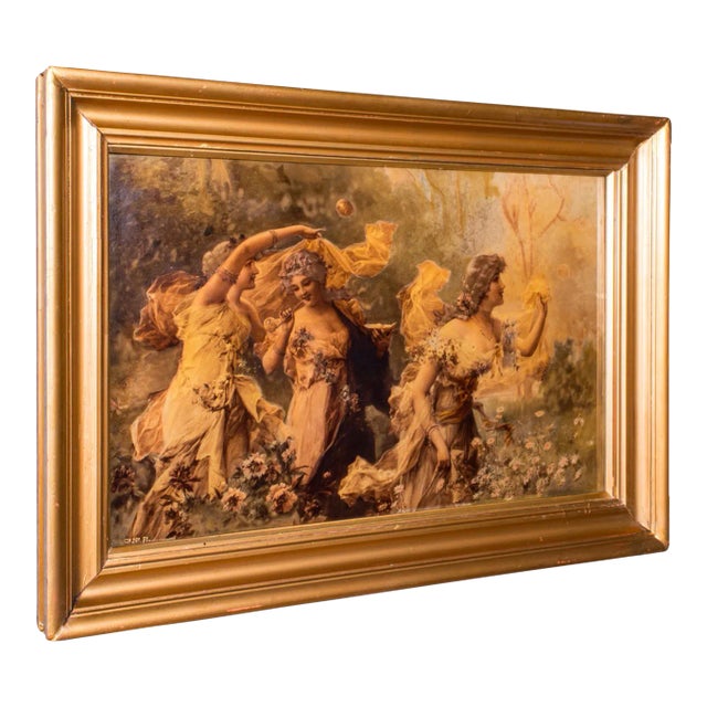 1900's Antique Framed Crystoleum Picture For Sale