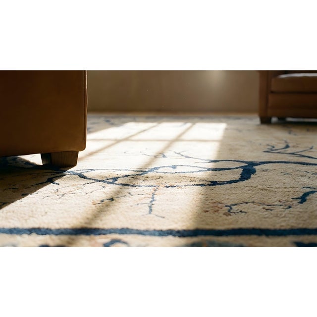 Special Ivory Background Color Asymmetric Pattern Antique Chinese Peking Rug For Sale - Image 9 of 10
