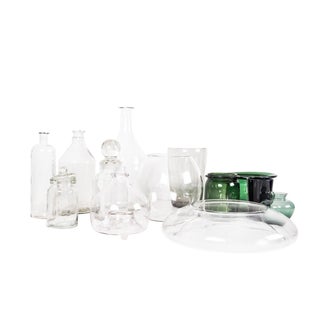 Glass Bottles and Jars, Set of 13 For Sale