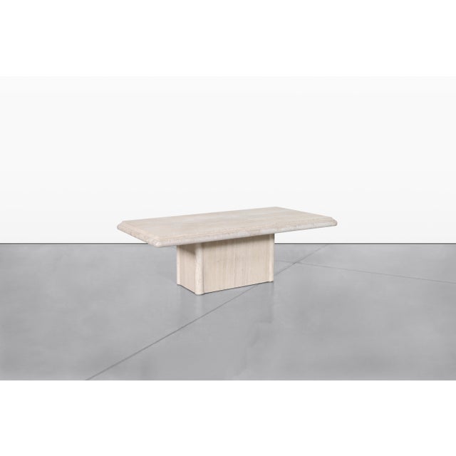 Mid-Century Modern Vintage Italian Modern Travertine Coffee Tables With Bullnose Edge, 1980s For Sale - Image 3 of 13