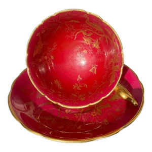 1920s Coalport Cairo Chinoiserie Revival Summer Scene Teacup and Saucer