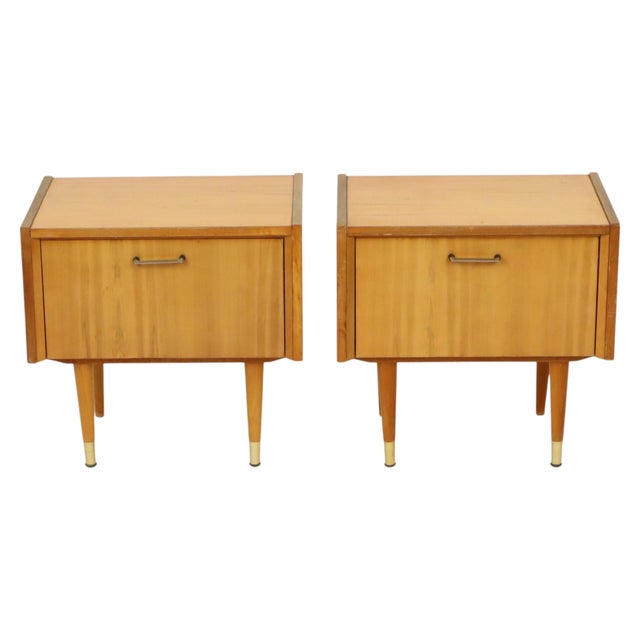 Vintage Rockabilly Nightstands in Light Wood, 1970s, Set of 2 For Sale - Image 3 of 18
