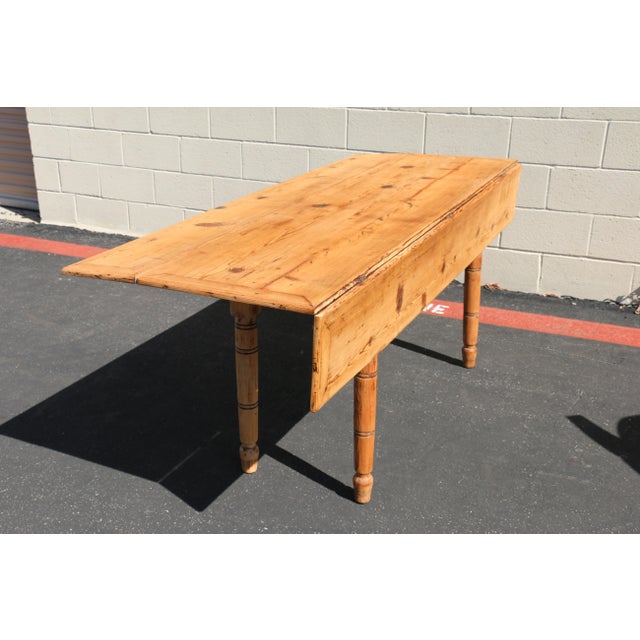 Farmhouse 19th Century French Provincial Farmhouse Pine Drop-Leaf Dining Table For Sale - Image 3 of 18