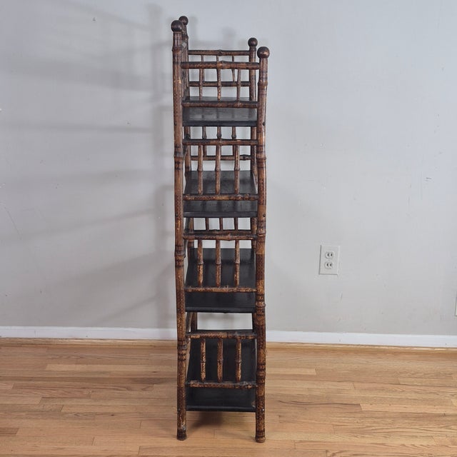 Early 1900s English Aesthetic Movement Burnt Bamboo Bookshelf Etagere For Sale In Washington DC - Image 6 of 11