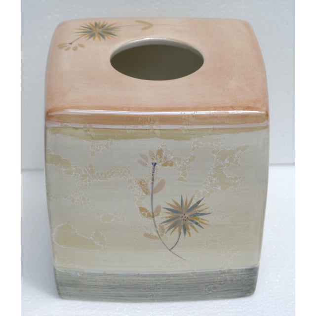 Late 20th Century Luxury Ceramic Decorative Floral Tissue Box Cover For Sale - Image 12 of 13