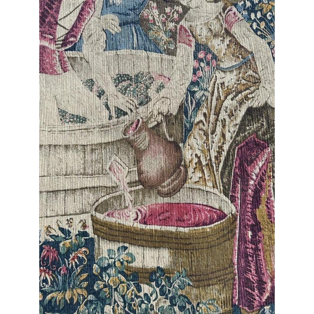 Black Vintage French Hand Printed Tapestry Vendanges Design, 1950s For Sale - Image 8 of 18