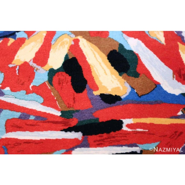 Nazmiyal Collection Vintage Scandinavian Clown Cat Karel Appel Art Rug For Sale - Image 9 of 9