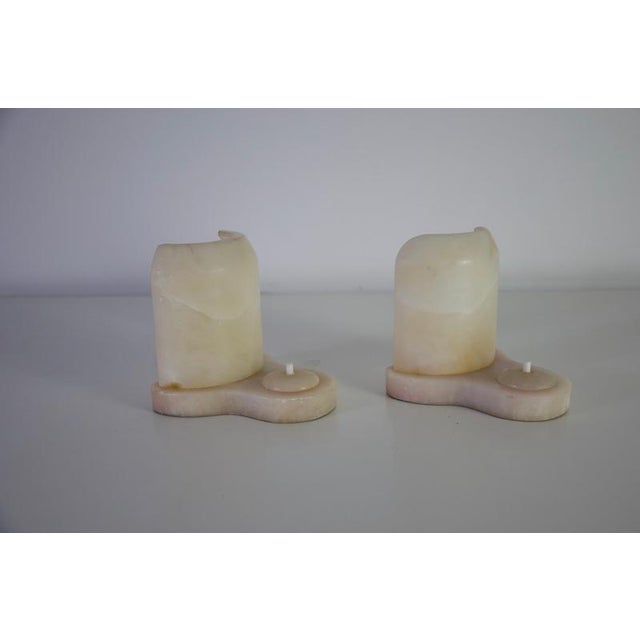 Large Hand-Carved Alabaster Table Lamps, Germany, 1930s, Set of 2 For Sale - Image 4 of 11