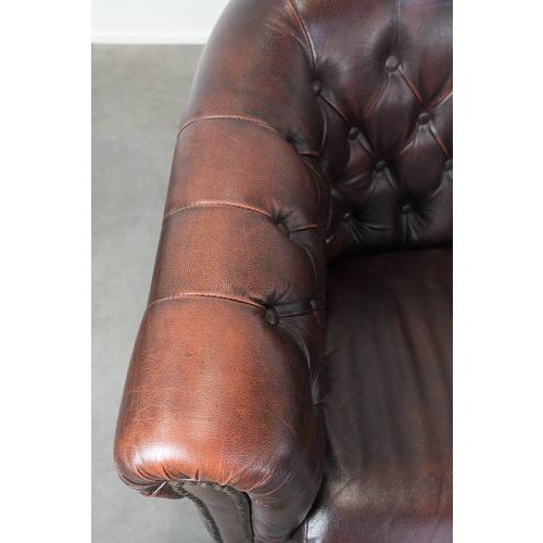 Red Chesterfield Club Chairs in Cowhide Leather, Set of 3 For Sale - Image 8 of 18
