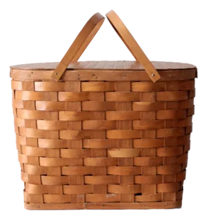 Large Vintage Splint Weave Picnic Basket