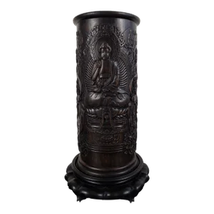 Tall Chinese Bamboo Root Buddhist Deities Bitong