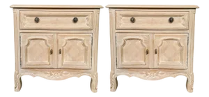 1970s Drexel French Provincial Cabernet Blanc Nightstands or End Tables - A Pair