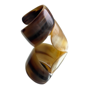 1970s Chunky Horn Cuff Bracelet, Sculptural Open-Ended Design