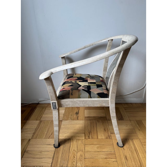 Mid-Century Modern 1980's Vintage Tessellated Stone Flared Arm Chair For Sale - Image 3 of 15
