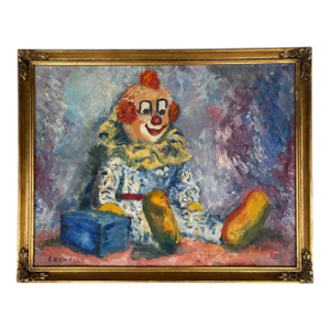 A Canvas Laid on Board Painting of a Clown by Gentile