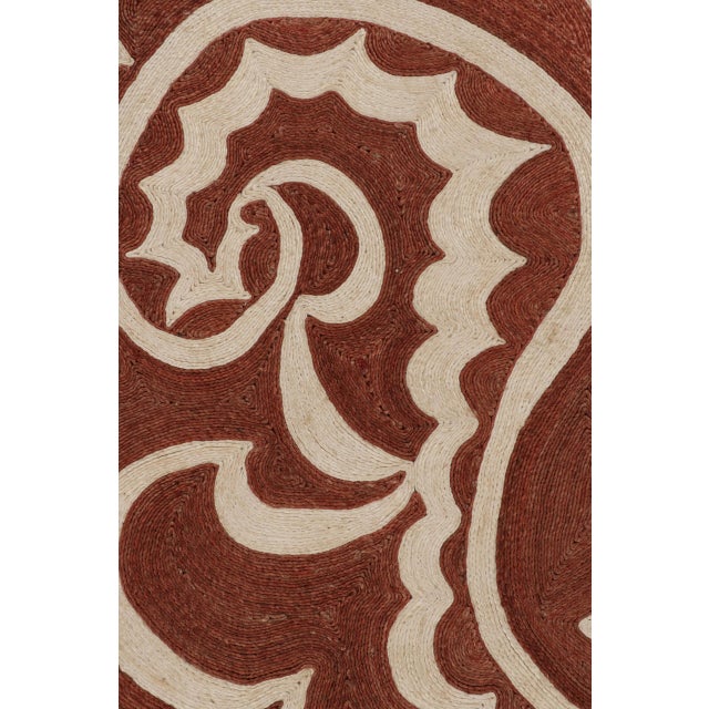 Abstract Contemporary Mid-Century Brick Red & Cream Abaca Rug by Rug & Kilim, India For Sale - Image 3 of 10