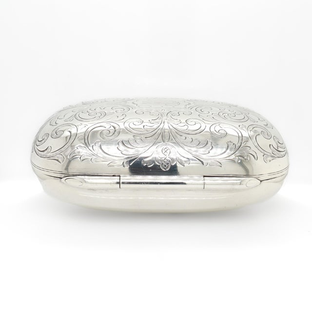 Antique Tiffany & Co. Sterling Silver Engraved & Monogrammed Soap Box For Sale - Image 11 of 17