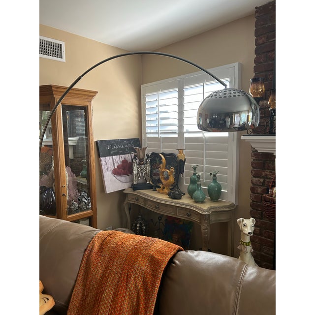 Floor Lamp Arc Style 72” Like New and Very Good Condition. Substantial Marble Base. Foot Switch. For Sale In Los Angeles - Image 6 of 9