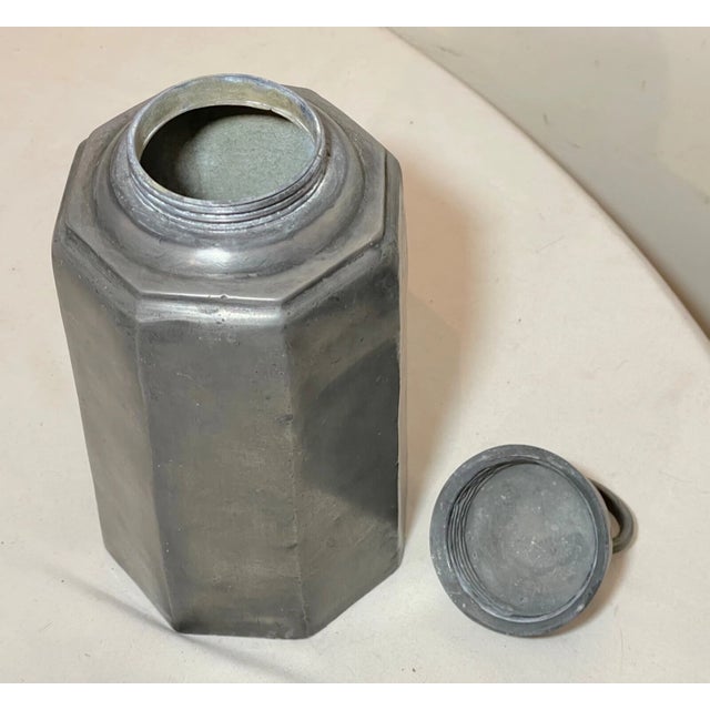 Rare Antique 1700's Octagonal Pewter European Hot Water Canister Lidded Jar For Sale - Image 9 of 13