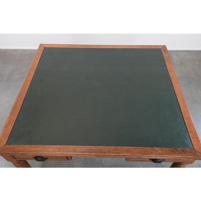 Animal Skin Antique Partner Desk with Drawers and Green Leather Top For Sale - Image 7 of 13