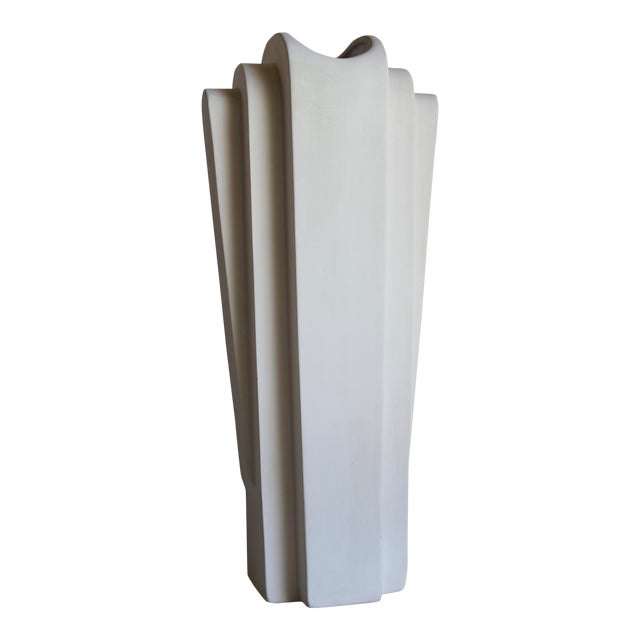 Vintage Mid Century Art Deco Machine Age Bisque Vase For Sale