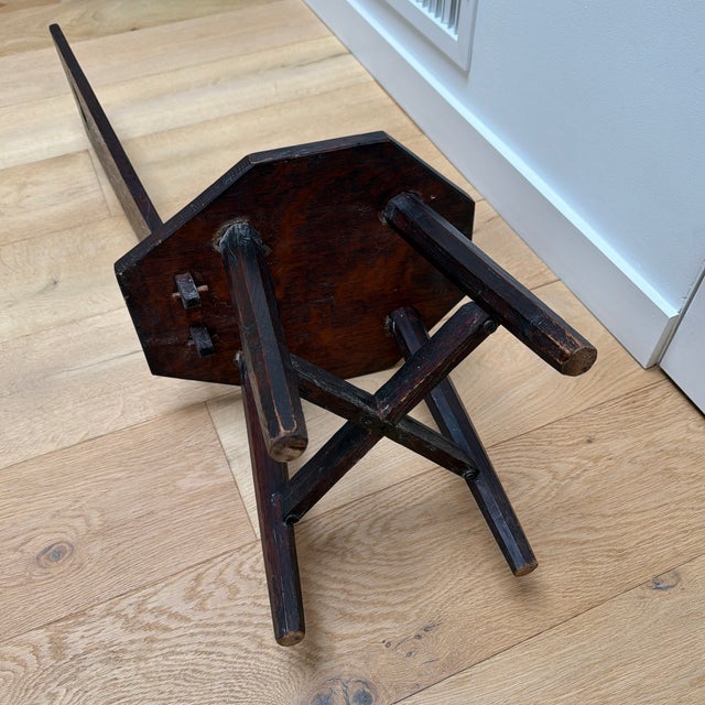 Antique Hand Carved Folk Art Spinning Chair With Heart and Floral Motifs For Sale - Image 10 of 12