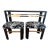 Late 20th Century Post Modern Black Lacquer and Brass Console Table With Chinoiserie Upholstered Nesting Stools For Sale