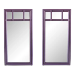 Pair of Mid Century Mirrors Newly Painted in Light Plum Color