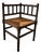 Vintage Corner Chair in Turned Wood with Straw Seat, 1940s For Sale