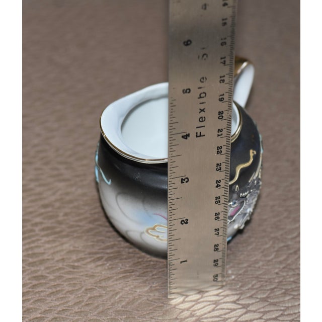 Vintage Japanese Satsuma Moriage Dragonware Raised Blue Eye Dragon 17 Piece Tea Set For Sale - Image 11 of 12