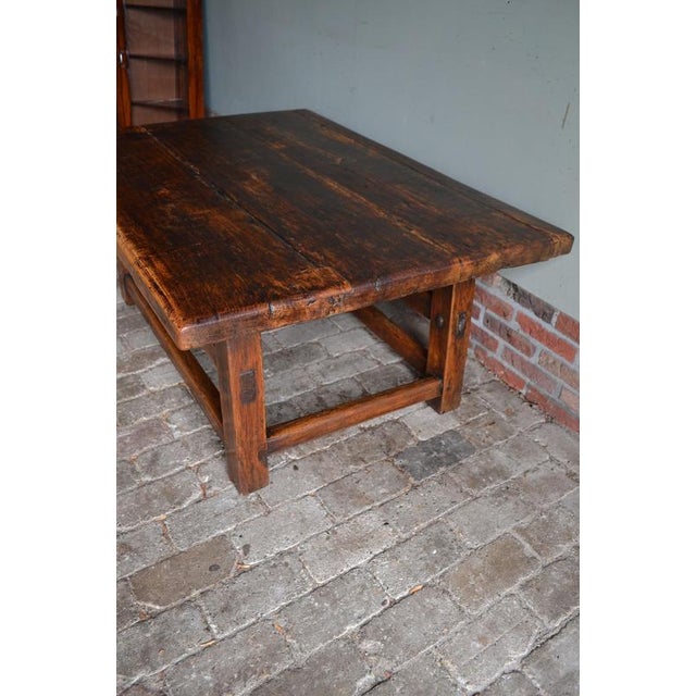Wood Antique Oak Payment Table For Sale - Image 7 of 8