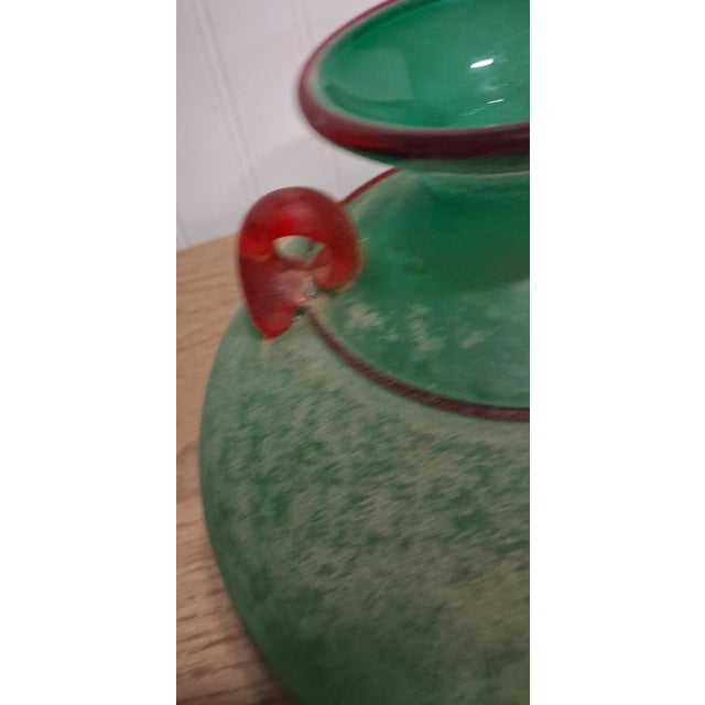 1980s Signed Franco Moretti Salvo Hand Blown Vase Emerald Green For Sale - Image 4 of 7