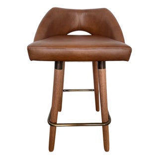 Egg Designs Savannah Bronzed Steel and Leather Barstools by Ngala Trading For Sale