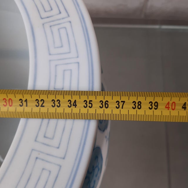 Blue Chinese White and Blue Ceramic Vase with Pink Peonies, 1950s For Sale - Image 8 of 10