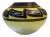 1990s Custom Hand Blown Art Glass Yellow and Black Vessel Vase For Sale