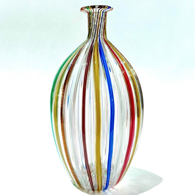 Murano 1990's Murano Attributed Glass Canne Striped Vase in the Manner of Fabiano Zanchi For Sale - Image 4 of 12