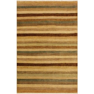 1990s Boho Chic Gabbeh Red/Green Wool Area Rug -3'11 X 5'7 For Sale