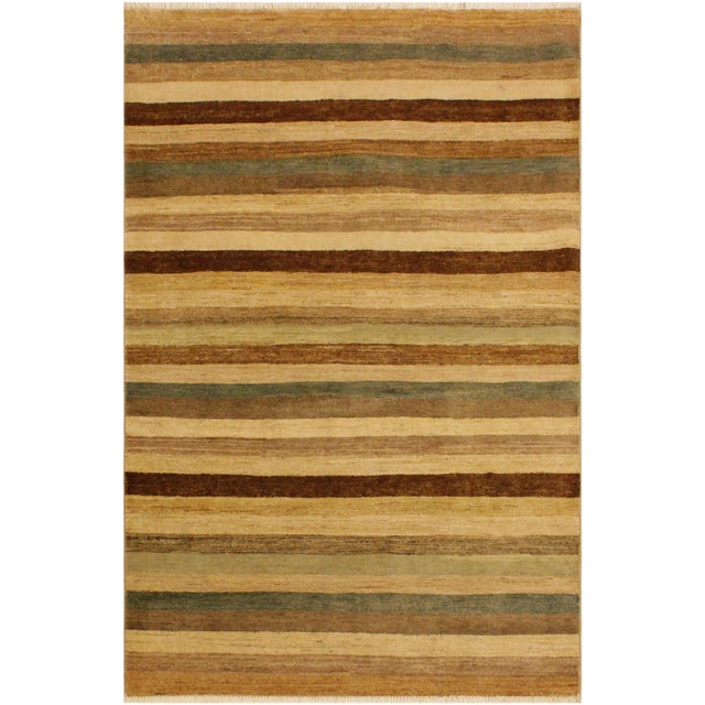 1990s Boho Chic Gabbeh Red/Green Wool Area Rug -3'11 X 5'7 For Sale