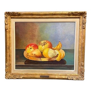 Mid-Century Still Life Oil Painting, 1947, Canvas For Sale