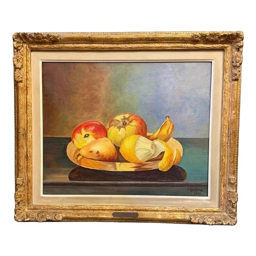 Mid-Century Still Life Oil Painting, 1947, Canvas For Sale