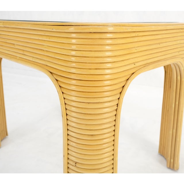 1970s Blond Rattan Reed Glass Top c1970s Side End Occasional Table Stand For Sale - Image 5 of 10