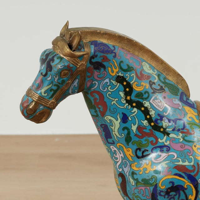 Metal Pair of Vintage Chinese Cloisonne Horses For Sale - Image 7 of 18