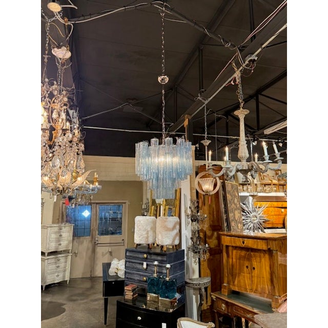 Modern Blue "Trochi" Style Murano Chandelier For Sale In Dallas - Image 6 of 6