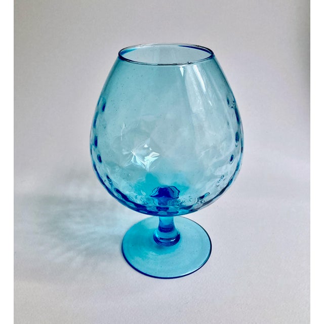 1960s Empoli Optic Aqua Art Glass Snifter Vase For Sale - Image 14 of 14