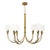 Modern River Reed Chandelier Small, Antique Gold Leaf with Natural Linen Shade For Sale - Image 3 of 3