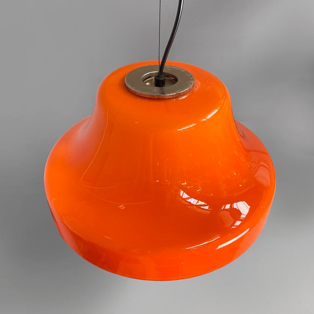 Mid-Century Modern Italian Pendant in Orange Glass and White Metal, 1970s For Sale - Image 4 of 16